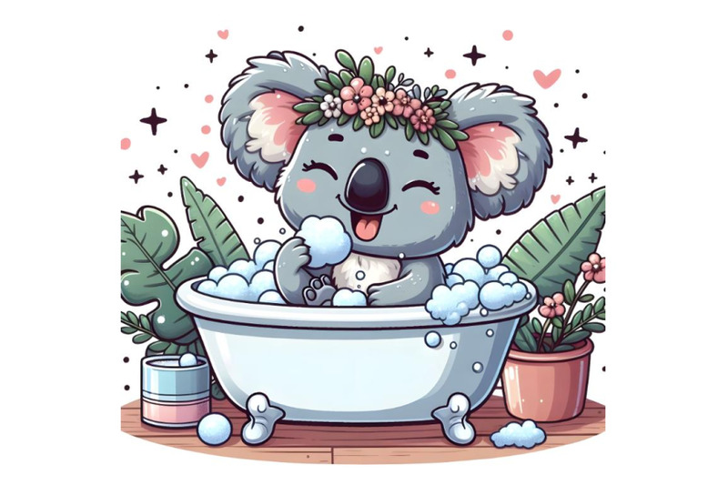 cartoon-koala-indulging-in-bubble-bath-within-small-bathtub