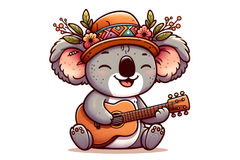 cartoon-koala-in-a-cap-is-playing-guitar