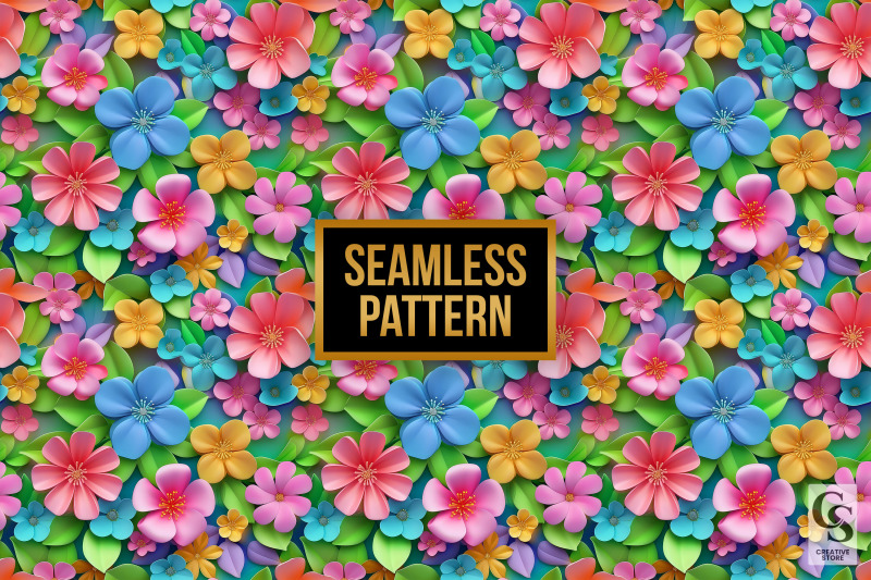 spring-3d-flowers-seamless-patterns