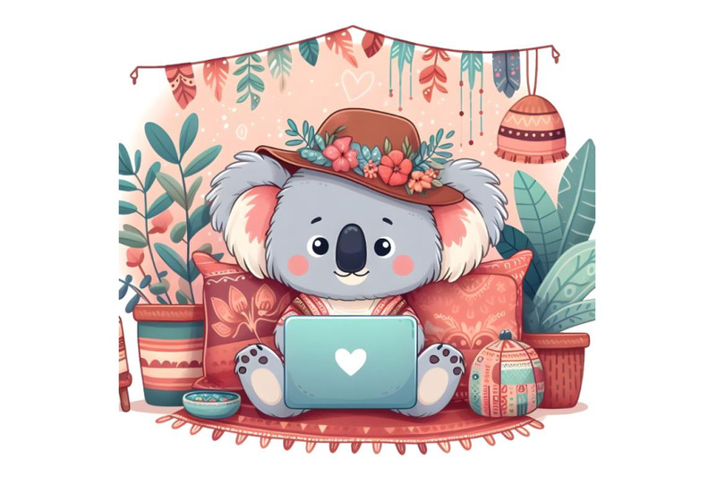 cartoon-koala-cartoon-character-with-laptop