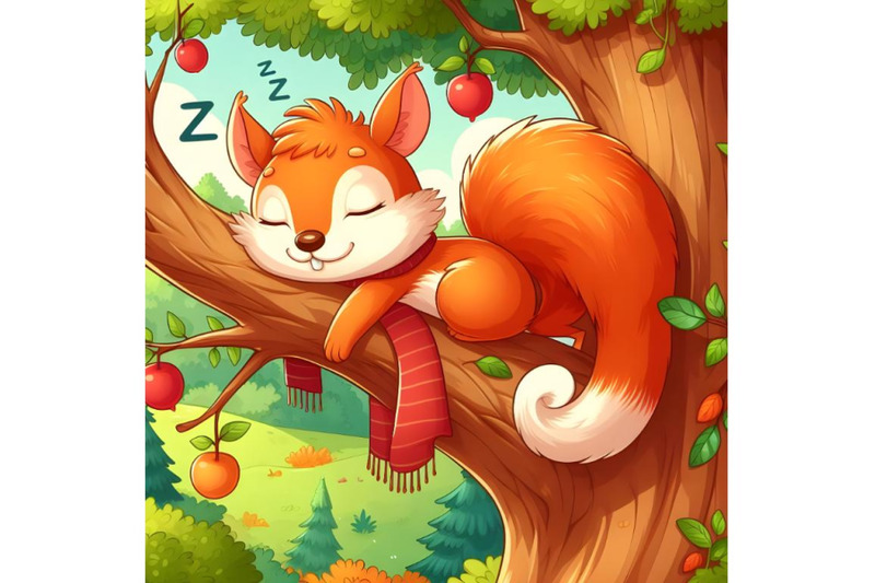 squirrel-is-sleeping-on-a-tree