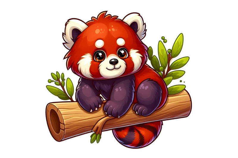 red-panda-sits-on-a-branch