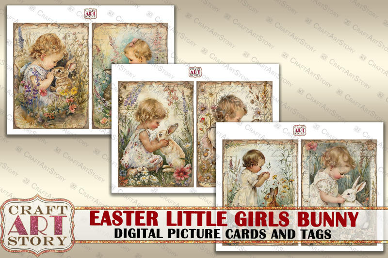 easter-little-girls-bunny-collage-digital-picture-cards