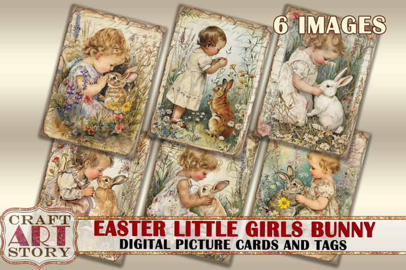 easter-little-girls-bunny-collage-digital-picture-cards