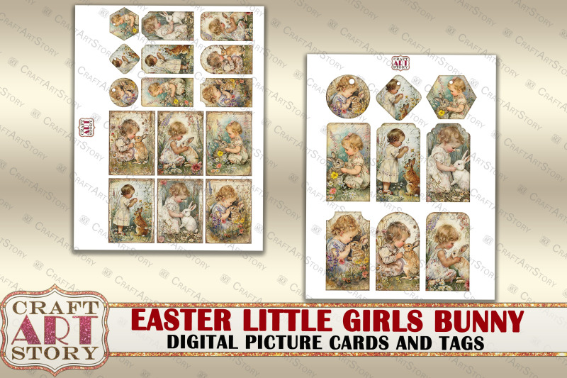 easter-little-girls-bunny-collage-digital-picture-cards