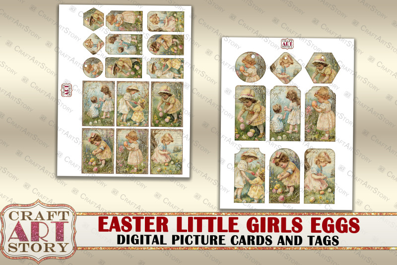 easter-little-girls-eggs-collage-digital-picture-cards