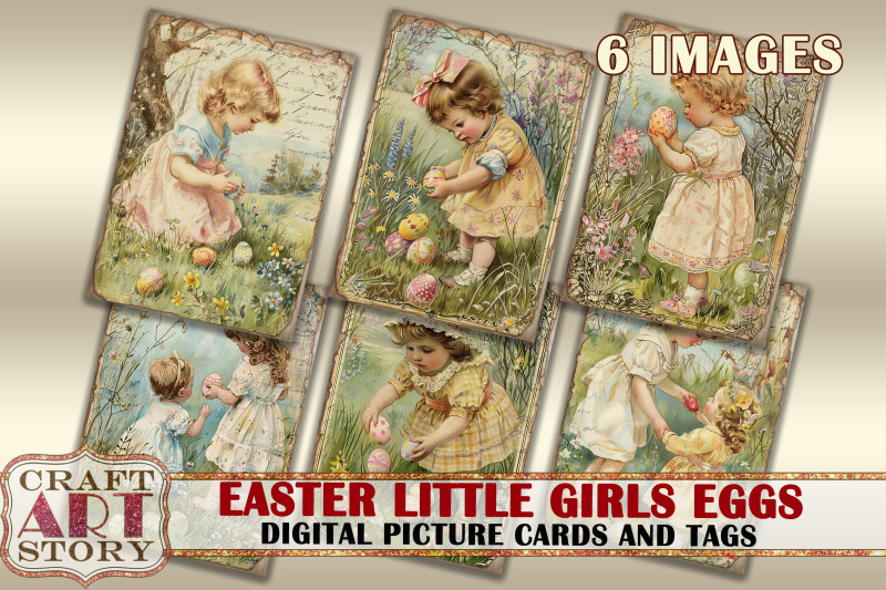 easter-little-girls-eggs-collage-digital-picture-cards