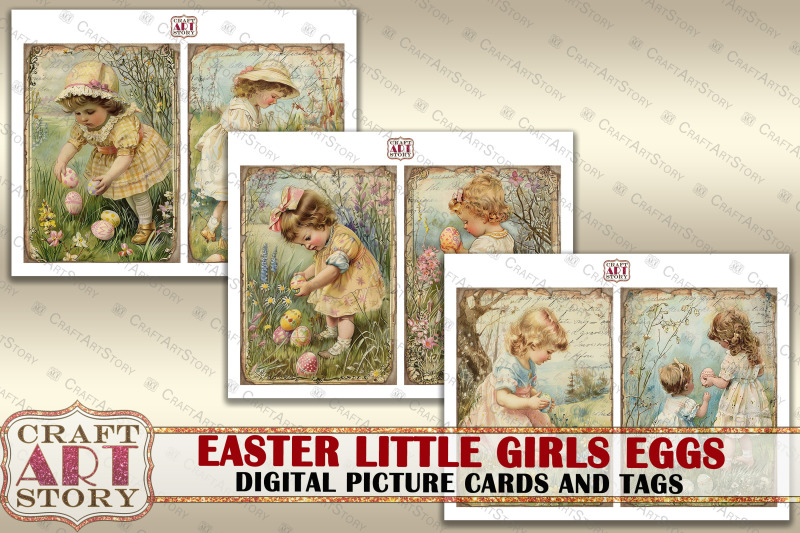 easter-little-girls-eggs-collage-digital-picture-cards