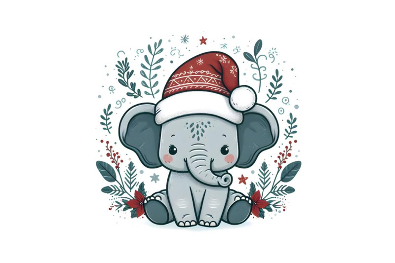 cute-elephant-in-christmas-hat