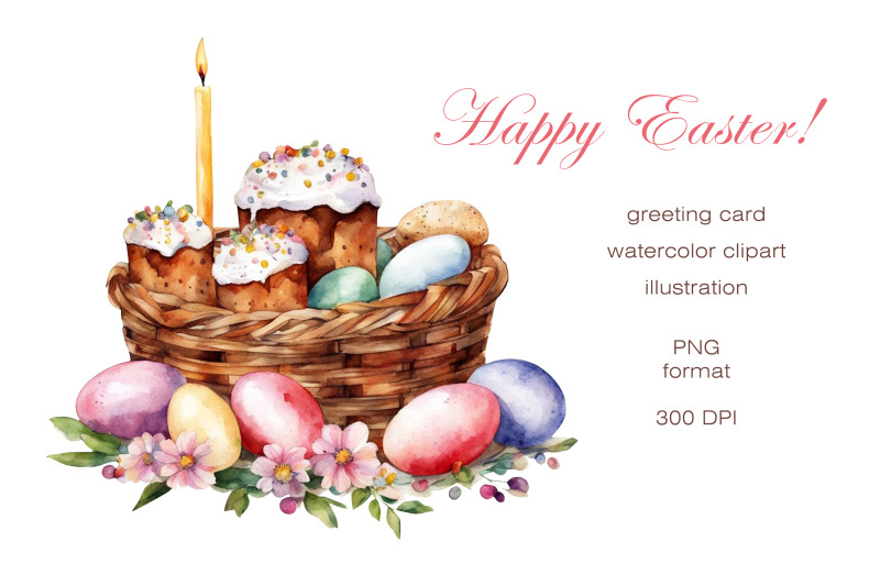 easter-basket-greeting-card-png-print-easter-watercolor-clipart-easter-cakes-colored-eggs-flowers-easter-basket