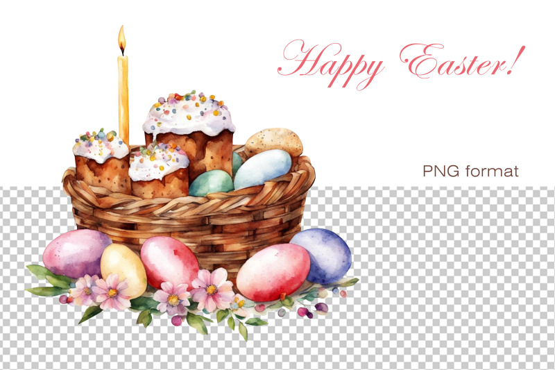 easter-basket-greeting-card-png-print-easter-watercolor-clipart-easter-cakes-colored-eggs-flowers-easter-basket
