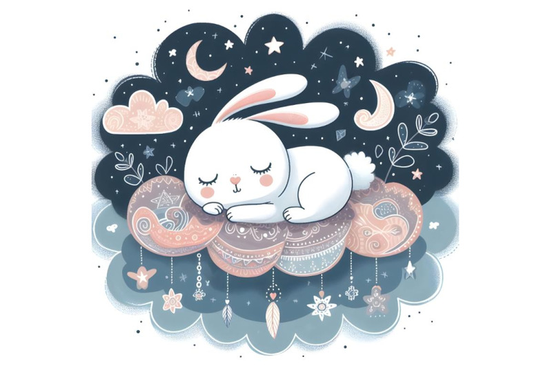 cute-bunny-sleeping-on-a-cloud-on-a-starry-night