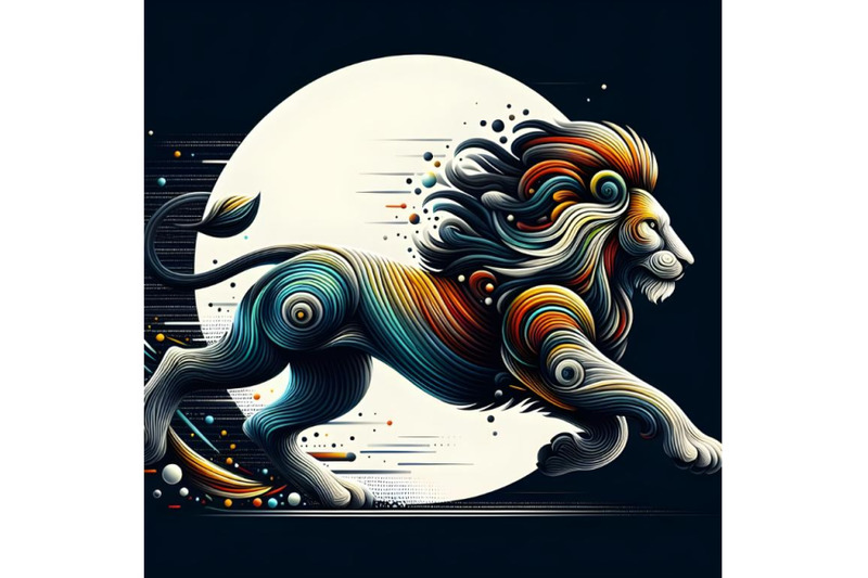 running-lion-from-circles