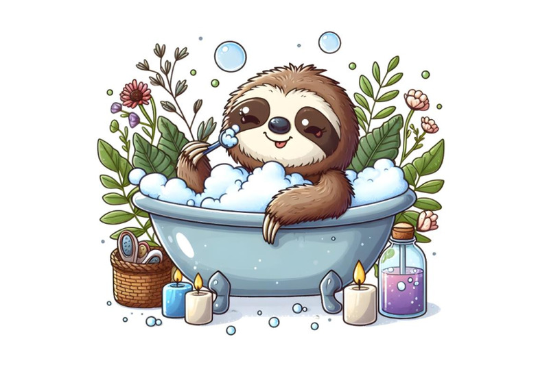 cartoon-sloth-indulging-in-bubble-bath-within-small-bathtub