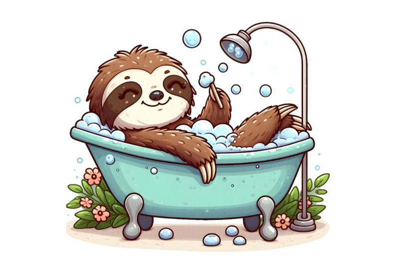 cartoon-sloth-indulging-in-bubble-bath-within-small-bathtub