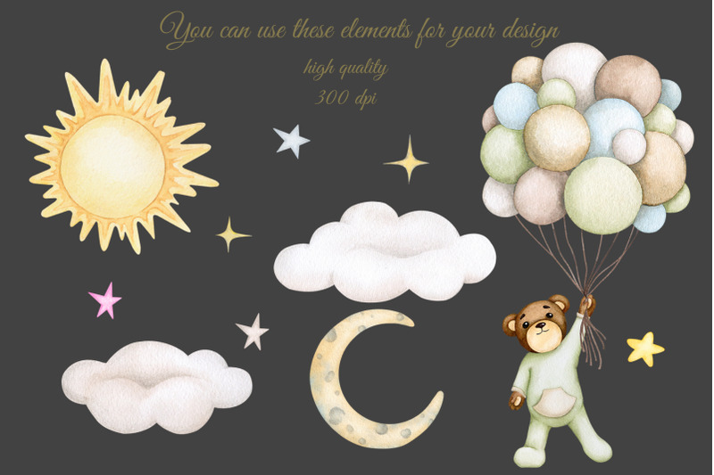 baby-bear-039-s-dreams-set-watercolor-png