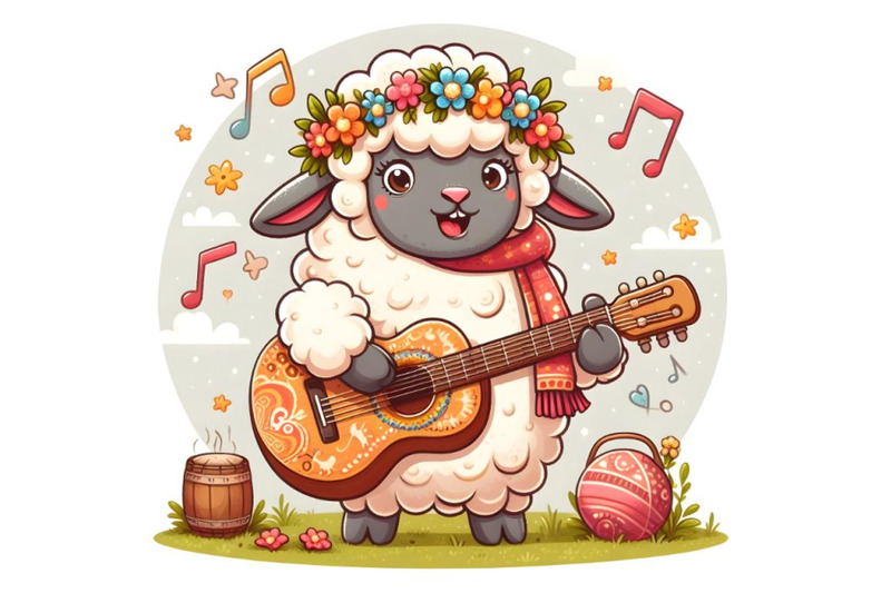 cartoon-sheep-playing-a-guitar