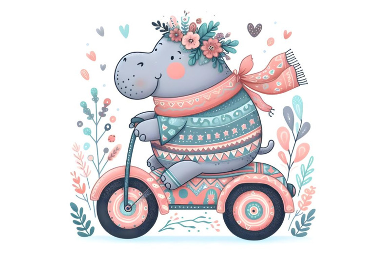 cartoon-hippo-on-wheels