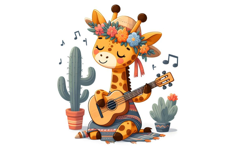 cartoon-giraffe-playing-a-guitar