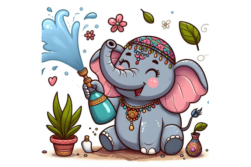 cartoon-funny-elephant-spraying-water