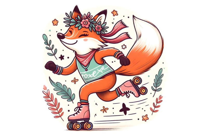 cartoon-fox-skating-on-rollers