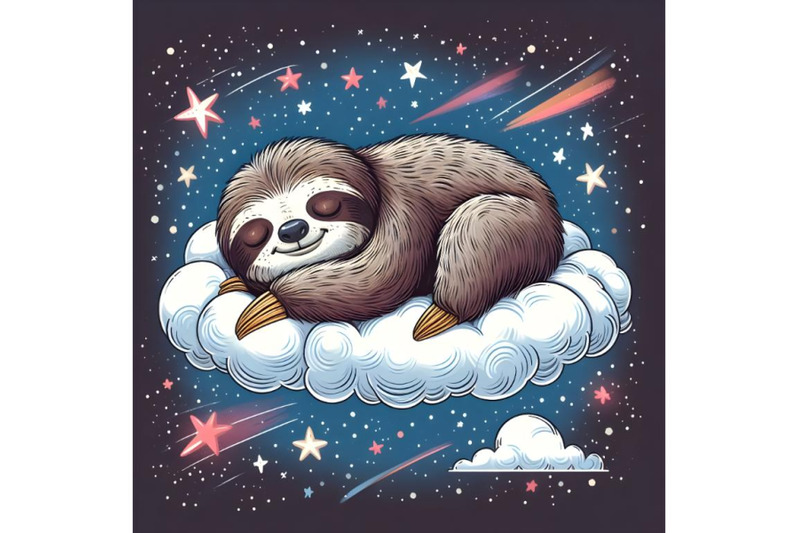sloth-sleeping-on-a-cloud-on-a-starry-night