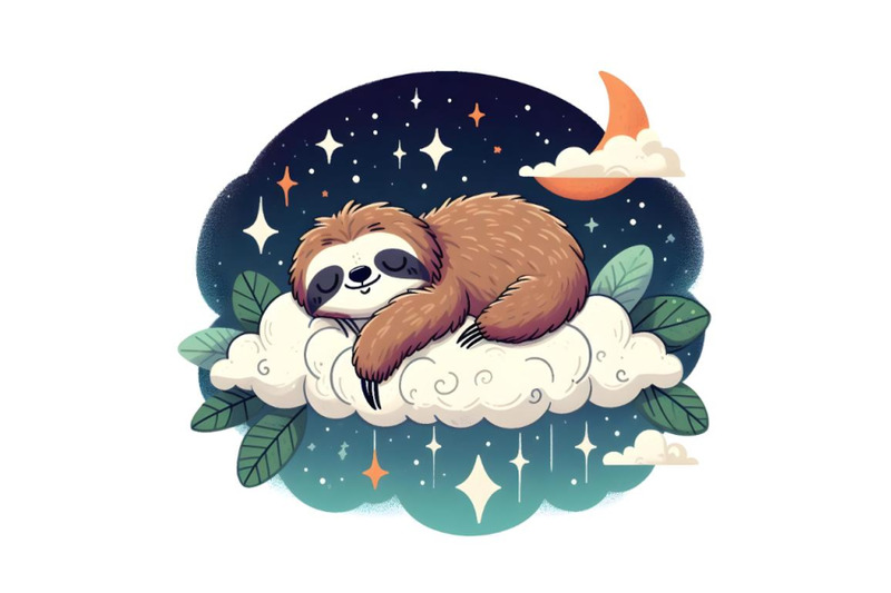 sloth-sleeping-on-a-cloud-on-a-starry-night