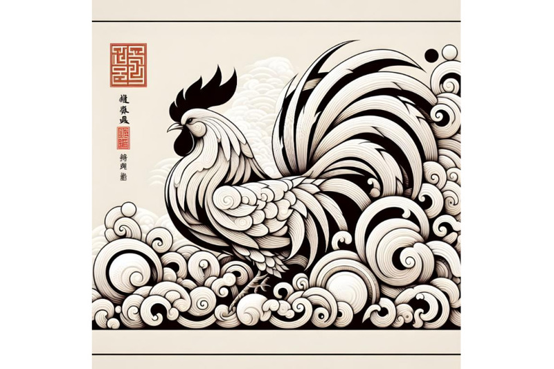 white-decorated-chinese-rooster