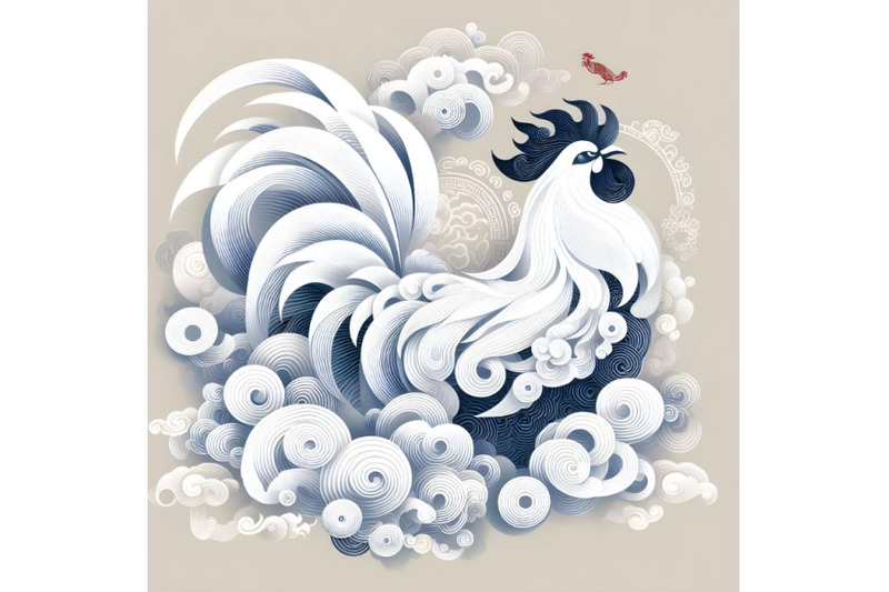 white-decorated-chinese-rooster