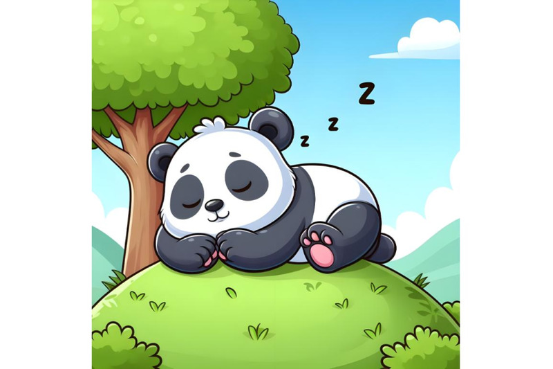 panda-sleeping-on-the-hill