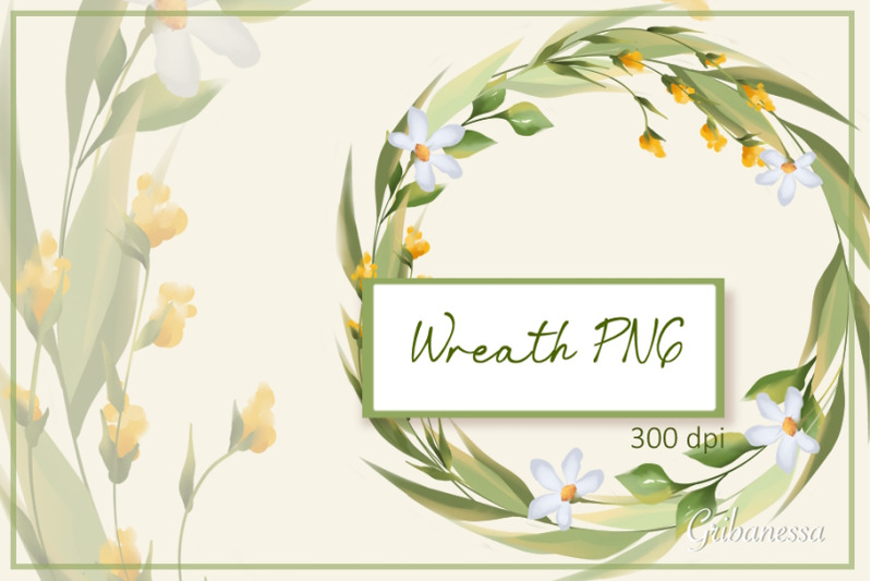 wildflowers-wreath-png-round-frame-sublimation