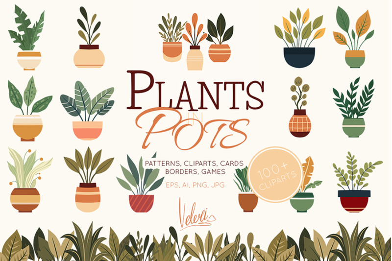 plants-in-pots-vector-set