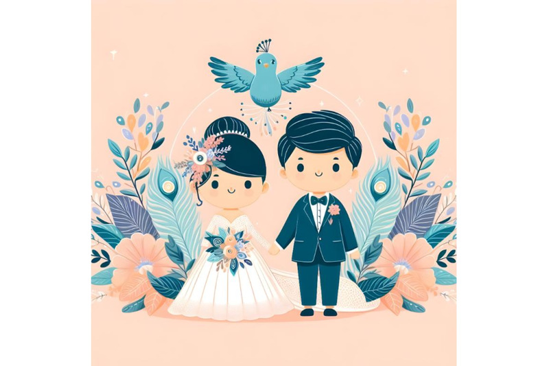 couple-decorated-peacock-minimal-artwork