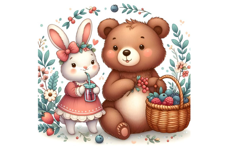 lovely-cartoon-bear-and-hare