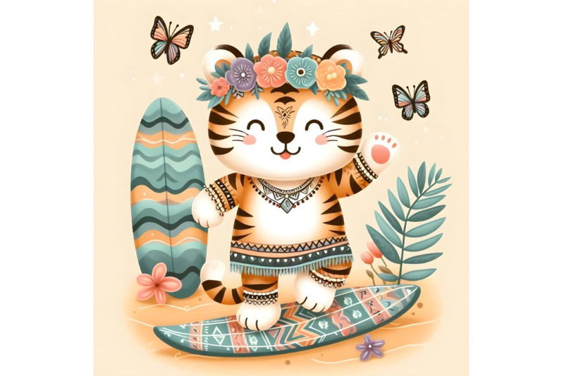 cute-surfing-tiger