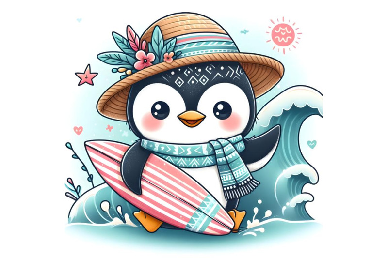 cute-surfing-penguin