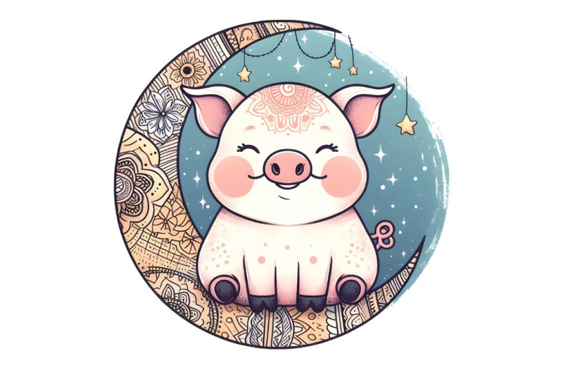 cute-piggy-on-crescent-moon