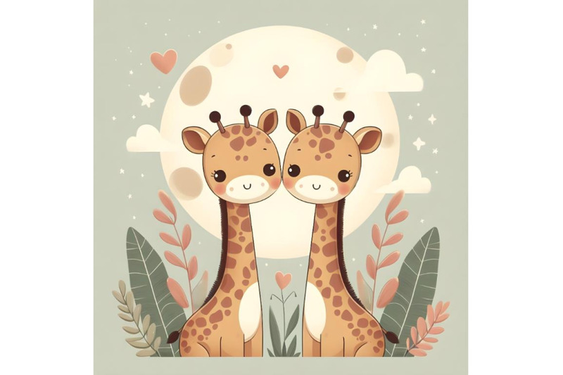 couple-giraffe-minimal-artwork