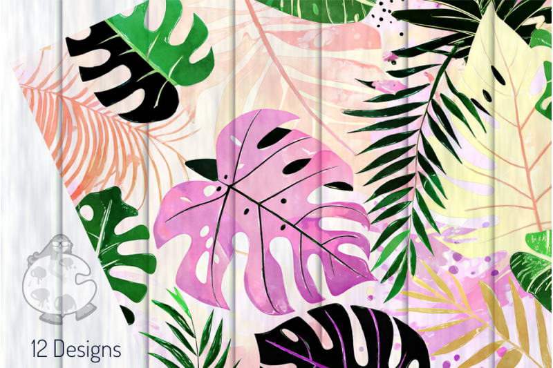 jungle-foliage-set-2-tropical-watercolor-pattern-backgrounds