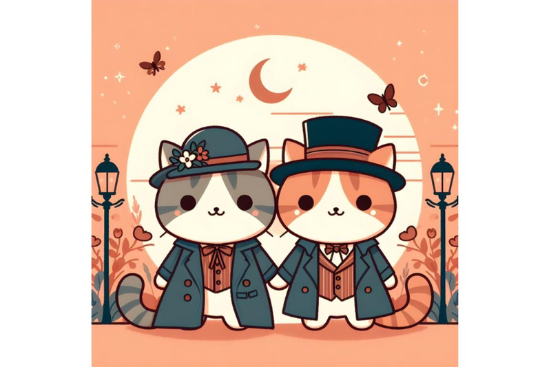 cute-cat-couple-minimal-artwork