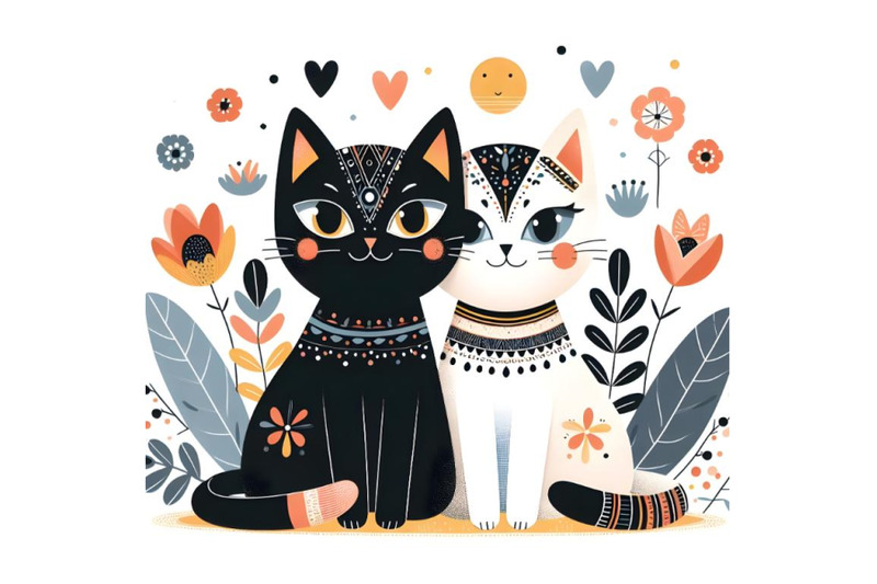 cute-cat-couple-minimal-artwork