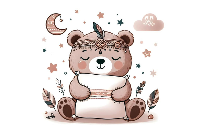 cute-cartoon-bear-with-pillow