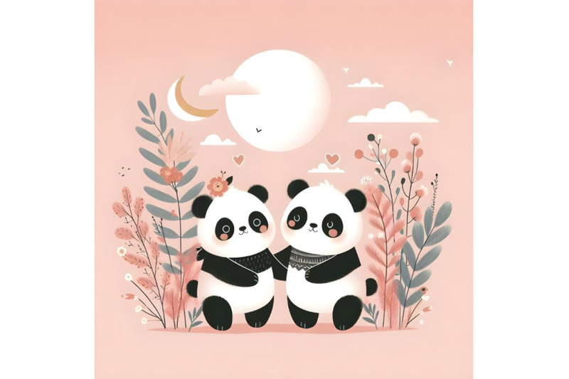 cute-panda-couple-minimal-artwork