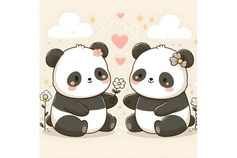 cute-panda-couple-minimal-artwork