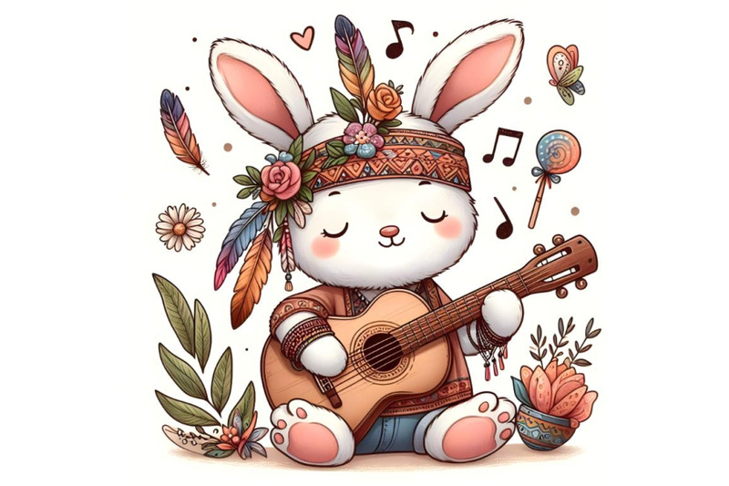 cartoon-teddy-bunny-playing-a-guitar