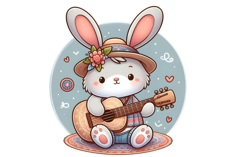 cartoon-teddy-bunny-playing-a-guitar