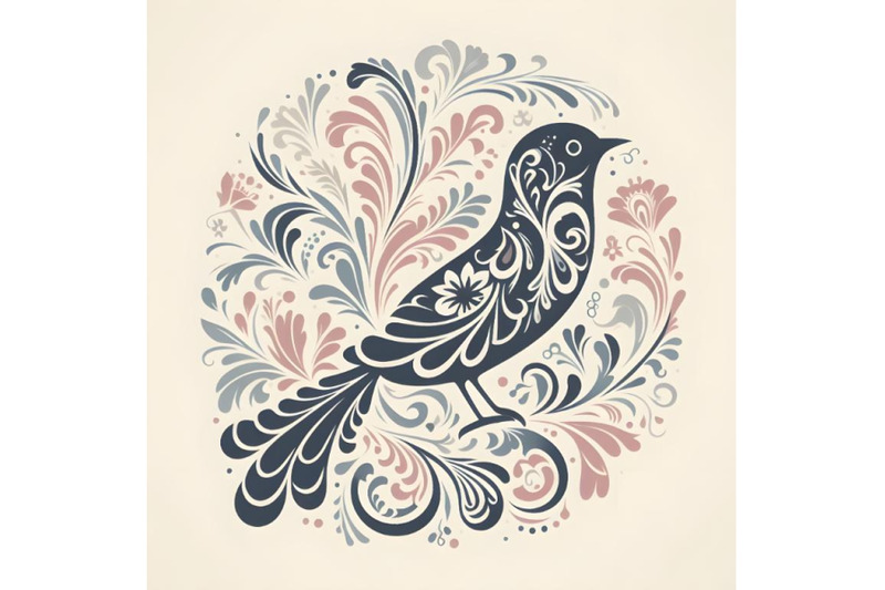 bird-silhouette-of-floral-ornament-soft-color