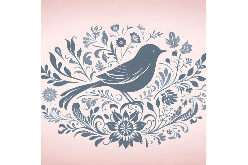 bird-silhouette-of-floral-ornament-soft-color