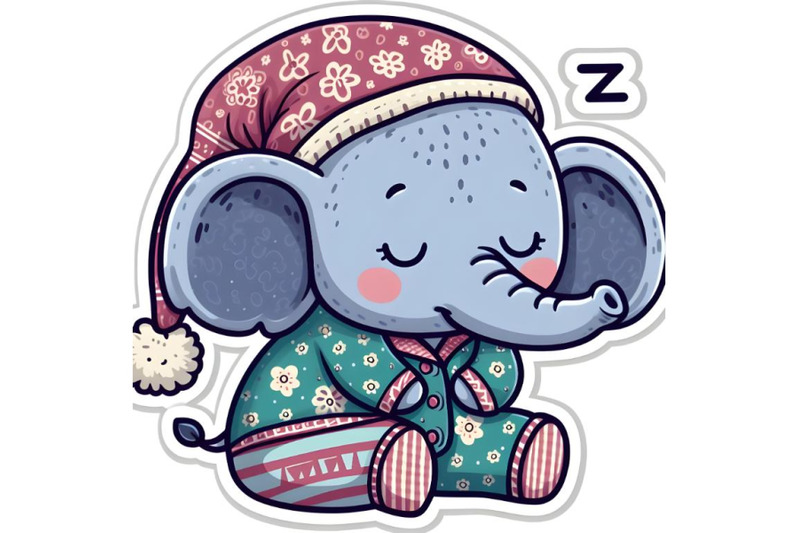 cartoon-sleeping-elephant-in-pajamas