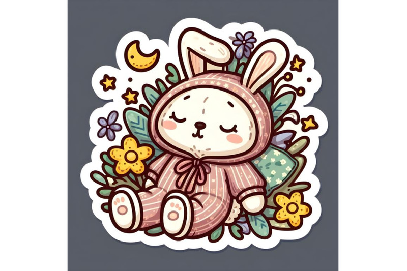 cartoon-sleeping-teddy-bunny-in-pajamas-039